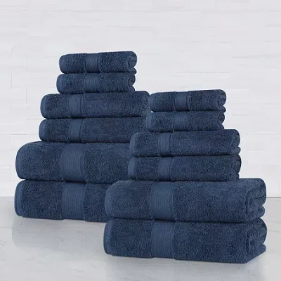 Superior Oregon 100% Organic Cotton 12pc Towel Set 12-pc. Bath Towel Set In Blue