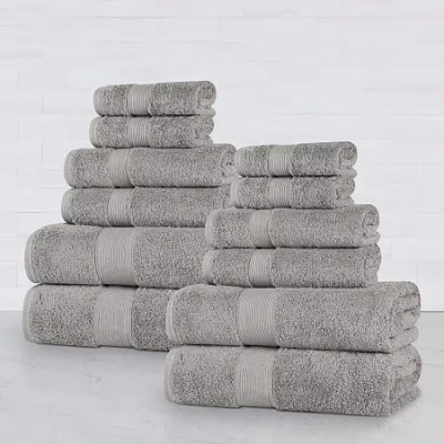 Superior Oregon 100% Organic Cotton 12pc Towel Set 12-pc. Bath Towel Set In Gray
