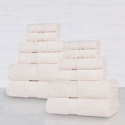 Superior Oregon 100% Organic Cotton 12pc Towel Set 12-pc. Bath Towel Set In Neutral