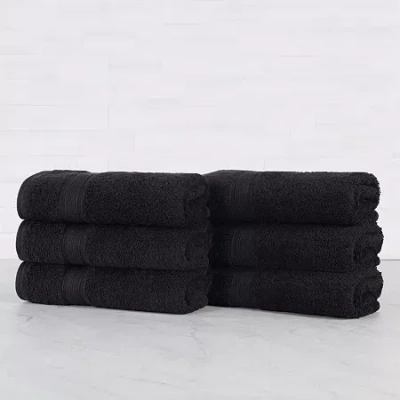 Superior Oregon 100% Organic Cotton 6pc Hand Towel 6-pc. Bath Towel Set In Black