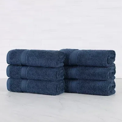 Superior Oregon 100% Organic Cotton 6pc Hand Towel 6-pc. Bath Towel Set In Blue