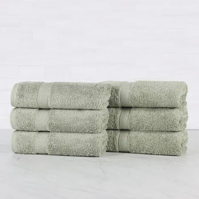 Superior Oregon 100% Organic Cotton 6pc Hand Towel 6-pc. Bath Towel Set In Green