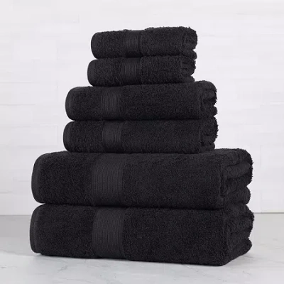Superior Oregon 100% Organic Cotton 6pc Towel Set 6-pc. Bath Towel Set In Black