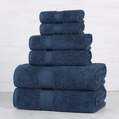 Superior Oregon 100% Organic Cotton 6pc Towel Set 6-pc. Bath Towel Set In Blue
