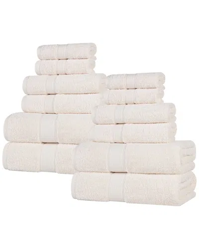 Superior Oregon Organic Cotton Medium Weight Solid 12pc Towel Set In Ivory
