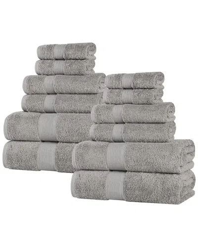 Superior Oregon Organic Cotton Medium Weight Solid 12pc Towel Set In Gray