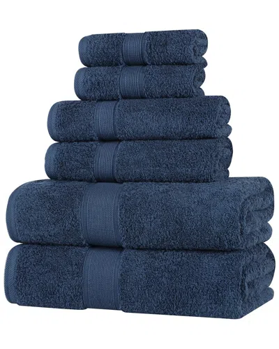 Superior Oregon Organic Cotton Medium Weight Solid 6pc Towel Set In Blue