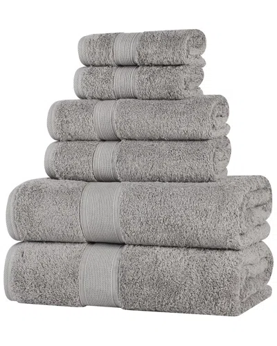 Superior Oregon Organic Cotton Medium Weight Solid 6pc Towel Set In Silver
