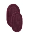 Superior Luxurious Set Of 2 Non-skid Cotton Bath Rugs In Plum
