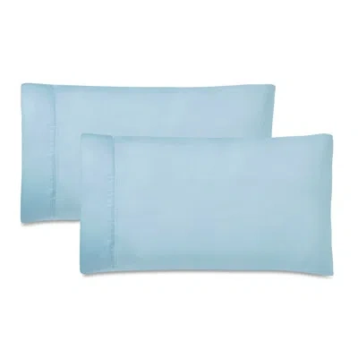 Superior Pandora Cotton Blend 600 Thread Count Embroidered Hem Pillowcase Set Of 2 In Blue