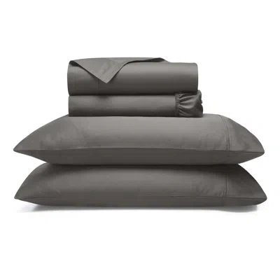 Superior Pavo Cotton 700 Thread Count Solid Perfect Fit Deep Pocket Sheet Set In Charcoal