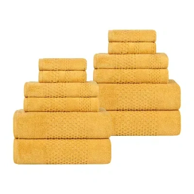 Superior Playa Collection | 100% Cotton 12-pc. Quick Dry Solid Bath Towel Set In Yellow