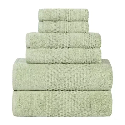 Superior Playa Collection | 100% Cotton 6-pc. Quick Dry Solid Bath Towel Set In Green