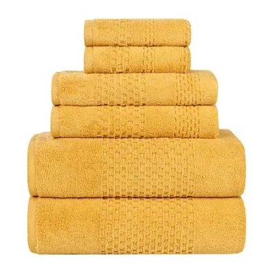 Superior Playa Collection | 100% Cotton 6-pc. Quick Dry Solid Bath Towel Set In Yellow