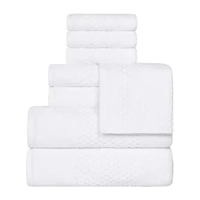 Superior Playa Collection | 100% Cotton 8-pc. Quick Dry Solid Bath Towel Set In White