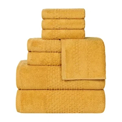 Superior Playa Collection | 100% Cotton 8-pc. Quick Dry Solid Bath Towel Set In Yellow
