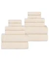 Superior Playa Zero Twist Cotton Medium Weight Solid Waffle Textured 12pc  Towel Set