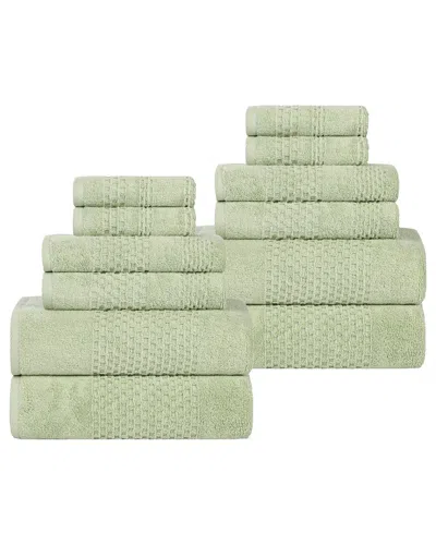 Superior Playa Zero Twist Cotton Medium Weight Solid Waffle Textured 12pc  Towel Set