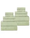 Superior Playa Zero Twist Cotton Medium Weight Solid Waffle Textured 12pc  Towel Set