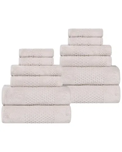 Superior Playa Zero Twist Cotton Medium Weight Solid Waffle Textured 12pc  Towel Set
