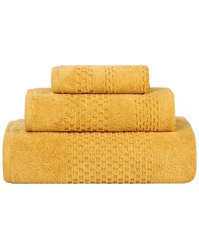 SUPERIOR SUPERIOR PLAYA ZERO TWIST COTTON MEDIUM WEIGHT SOLID WAFFLE TEXTURED 3PC TOWEL  SET