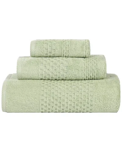 SUPERIOR SUPERIOR PLAYA ZERO TWIST COTTON MEDIUM WEIGHT SOLID WAFFLE TEXTURED 3PC TOWEL  SET