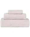 Superior Playa Zero Twist Cotton Medium Weight Solid Waffle Textured 3pc Towel  Set