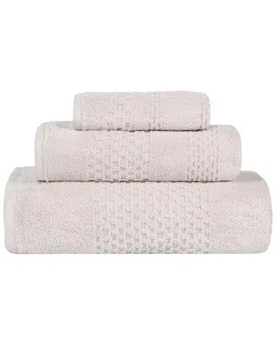 Superior Playa Zero Twist Cotton Medium Weight Solid Waffle Textured 3pc Towel  Set