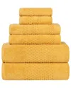 Superior Playa Zero Twist Cotton Medium Weight Solid Waffle Textured 6pc Towel  Set