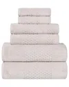 Superior Playa Zero Twist Cotton Medium Weight Solid Waffle Textured 6pc Towel  Set