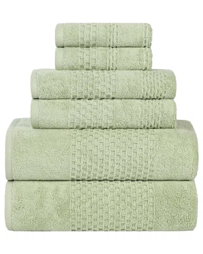 SUPERIOR SUPERIOR PLAYA ZERO TWIST COTTON MEDIUM WEIGHT SOLID WAFFLE TEXTURED 6PC TOWEL  SET