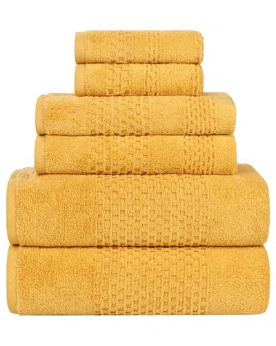 SUPERIOR SUPERIOR PLAYA ZERO TWIST COTTON MEDIUM WEIGHT SOLID WAFFLE TEXTURED 6PC TOWEL  SET