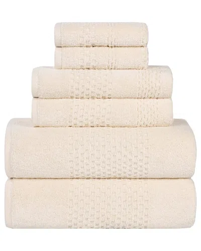 SUPERIOR SUPERIOR PLAYA ZERO TWIST COTTON MEDIUM WEIGHT SOLID WAFFLE TEXTURED 6PC TOWEL  SET