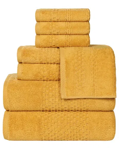 Superior Playa Zero Twist Cotton Medium Weight Solid Waffle Textured 8pc Towel  Set