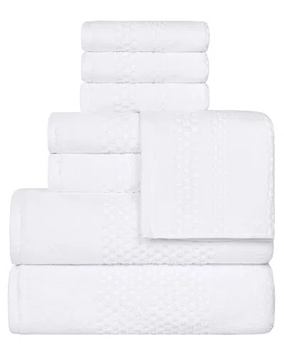 Superior Playa Zero Twist Cotton Medium Weight Solid Waffle Textured 8pc Towel  Set