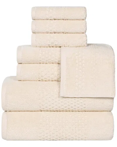 Superior Playa Zero Twist Cotton Medium Weight Solid Waffle Textured 8pc Towel  Set