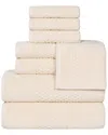 Superior Playa Zero Twist Cotton Medium Weight Solid Waffle Textured 8pc Towel  Set