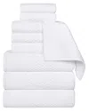 Superior Playa Zero Twist Cotton Medium Weight Solid Waffle Textured 9pc Towel  Set