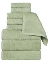 Superior Playa Zero Twist Cotton Medium Weight Solid Waffle Textured 9pc Towel  Set