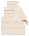 Superior Playa Zero Twist Cotton Medium Weight Solid Waffle Textured 9pc Towel  Set
