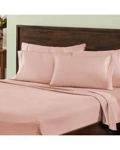 Superior Premium Plush 1000 Thread Count Solid Deep Pocket Cotton Rich Bed Sheet Set In Blush