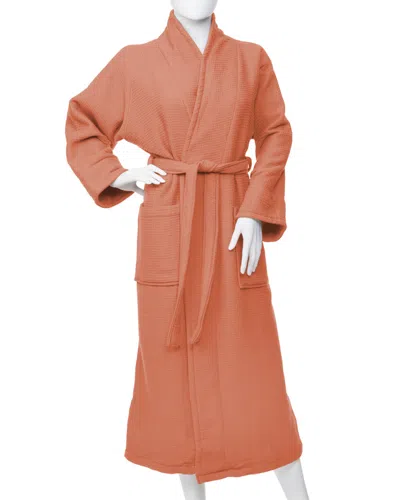 Superior Premium Unisex Adult Waffle Cotton Bath Robe In Orange