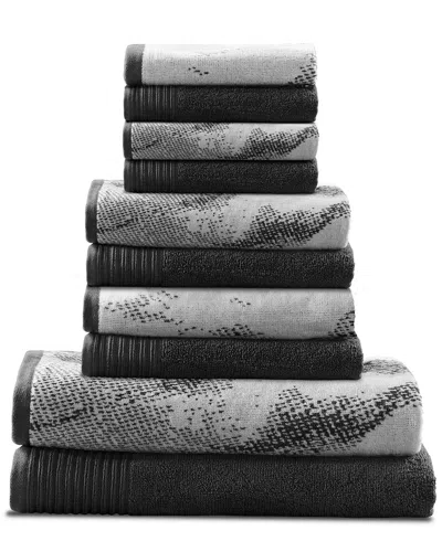 Superior Quick-drying Solid And Marble Effect 10pc Towel Set