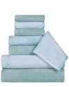 Superior Quick-drying Solid And Marble Effect 8pc Towel Set In Teal