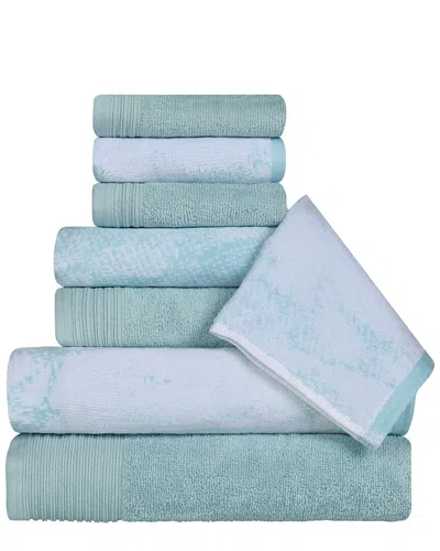 Superior Quick-drying Solid And Marble Effect 8pc Towel Set In Teal
