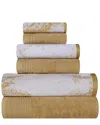 Superior Quick-drying Solid And Marble Effect 6pc Cotton Towel Set In Bronze