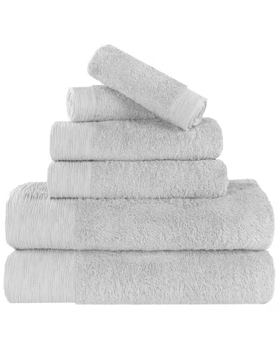 Superior Rayon Eco-friendly Fluffy Soft Modern Solid 6pc Towel Set In Gray