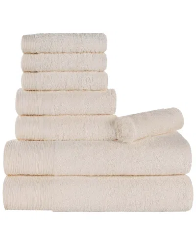 Superior Rayon Eco-friendly Fluffy Soft Modern Solid 8pc Towel Set In Neutral