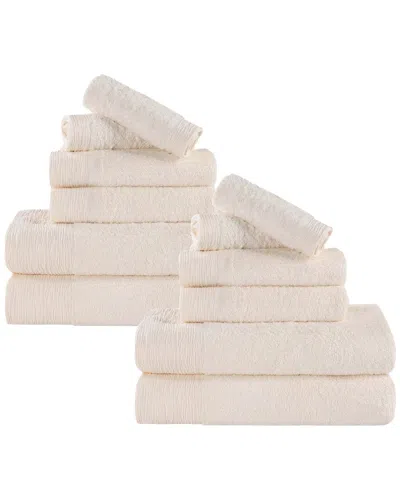 Superior Rayon Eco-friendly Fluffy Soft Modern Solid 12pc Towel Set In Brown