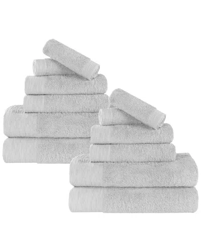 Superior Rayon Eco-friendly Fluffy Soft Modern Solid 12pc Towel Set In Gray